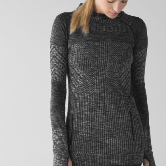 Lululemon Restless Hoodie Pullover Long Sleeve Top Heathered Black EUC Sz 12 - Picture 2 of 15